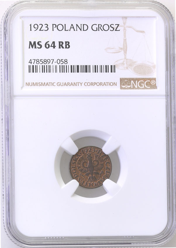 II RP. 1 grosz 1923 NGC MS64 RB